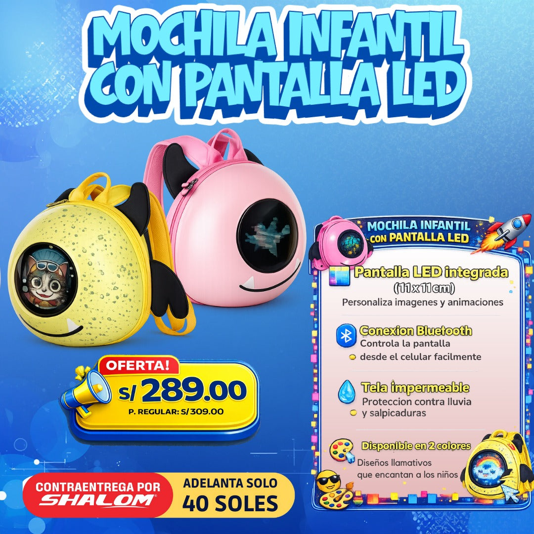 Mochila Infantil con Pantalla LED