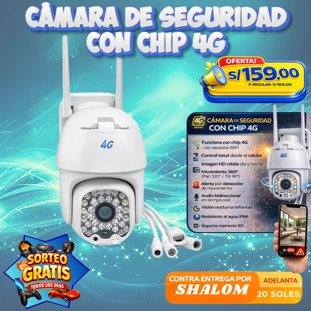 CÁMARA DE SEGURIDAD 4G – FUNCIONA SIN WIFI