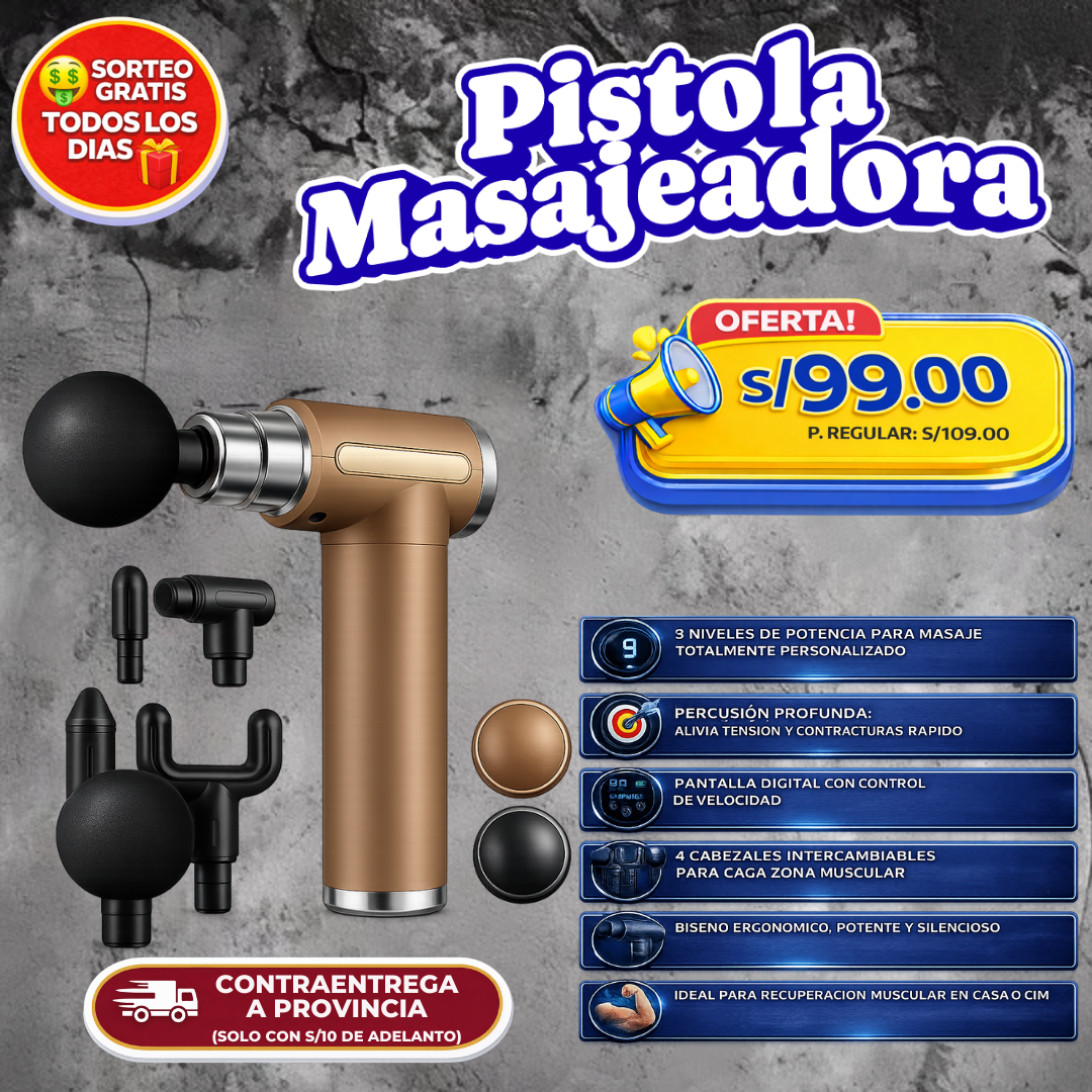 Pistola Masajeadora Profesional – Alivio muscular inmediato en tus manos