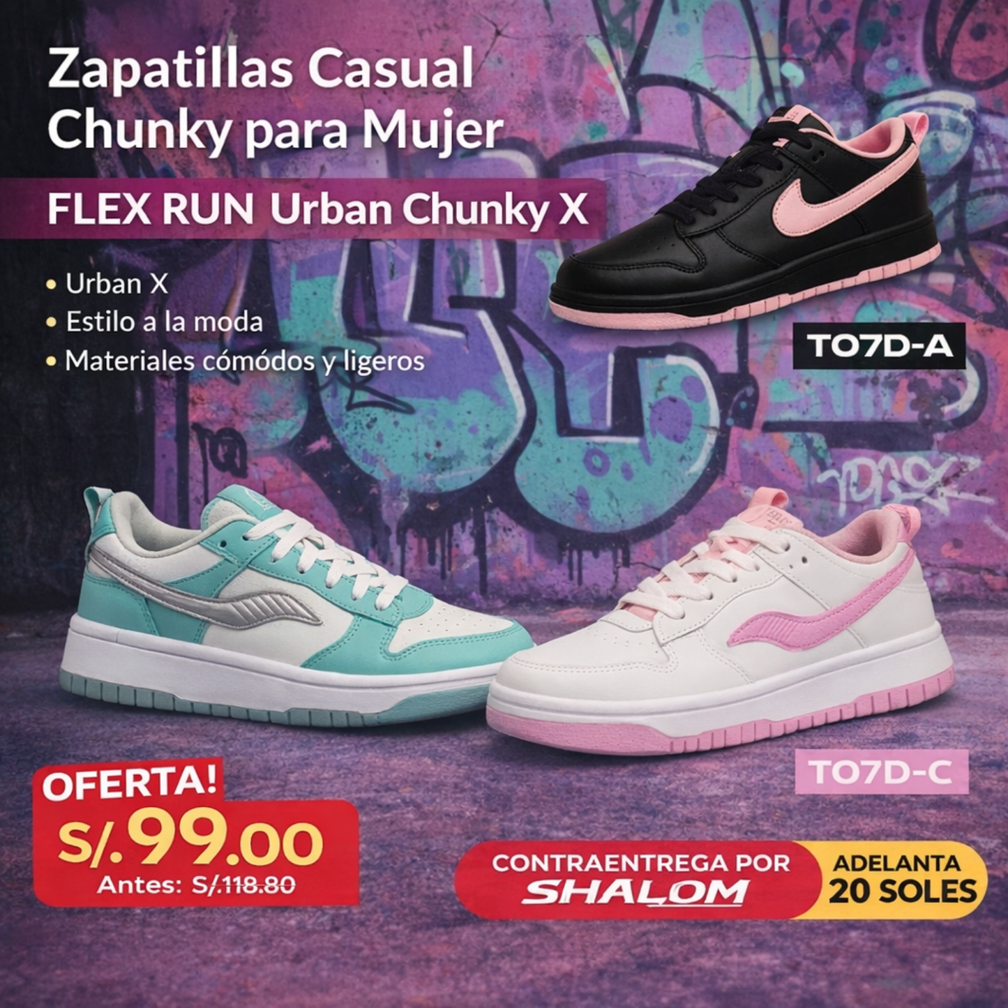 Zapatillas Casual para Mujer Flex Run Urban Chunky X – TO7D