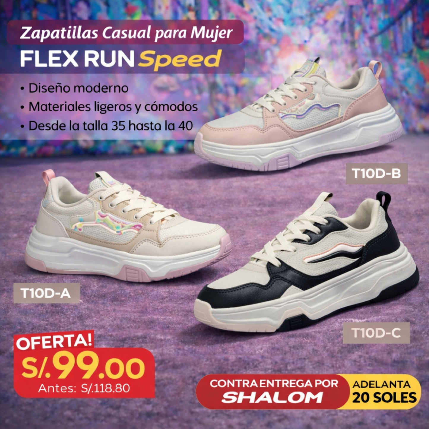 Zapatillas Casual para Mujer Flex Run Speed – T1OD
