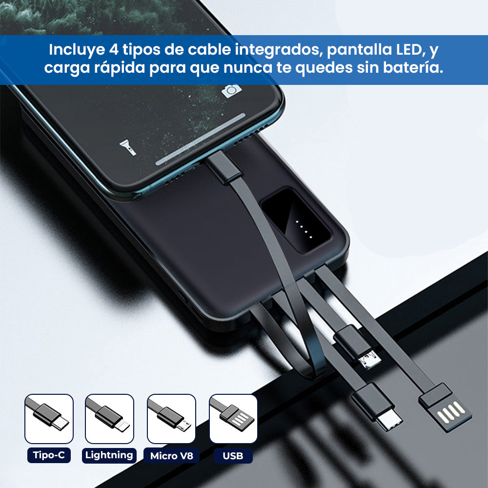 Cargador Portátil Viajero 30000mAh / 4EN1 30W SUPER CARGA RÁPIDA