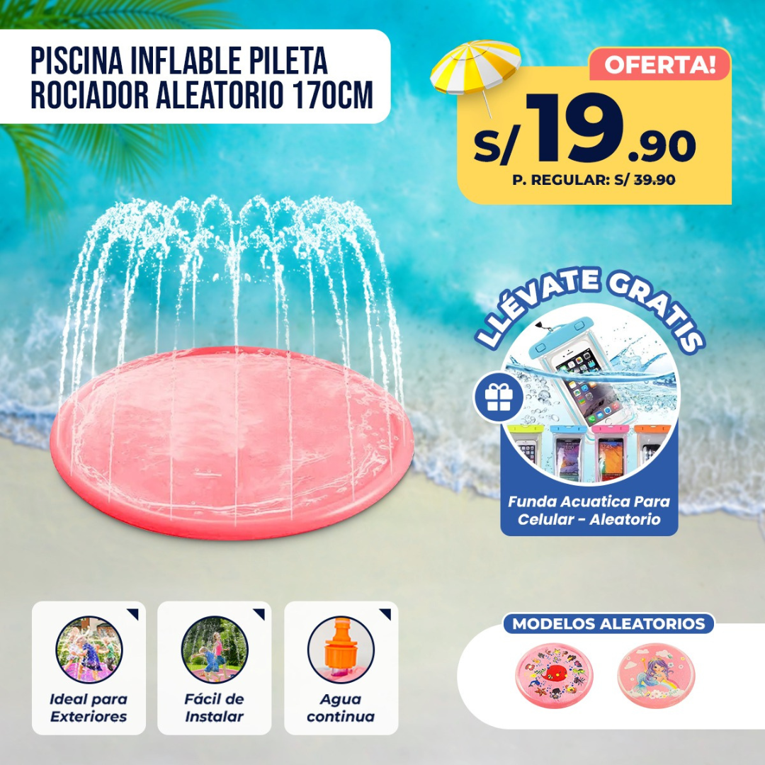 Piscina Inflable con Rociador 170 cm – Diversión Refrescante para Niñas