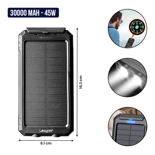 Cargador Portátil Solar Extremo 30000mAh / 4EN1 45W CARGA RÁPIDA