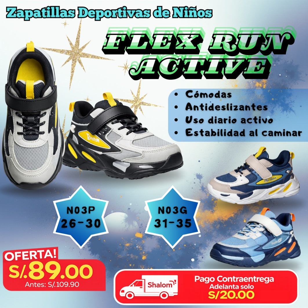Zapatillas Deportivas para Niños Flex Run Active - N03P | N03G
