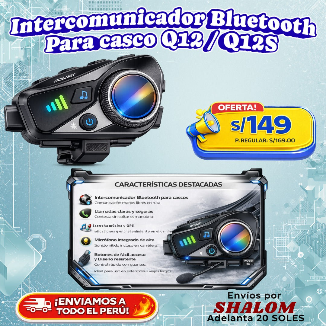 Intercomunicador Bluetooth para Casco Q12 / Q12S