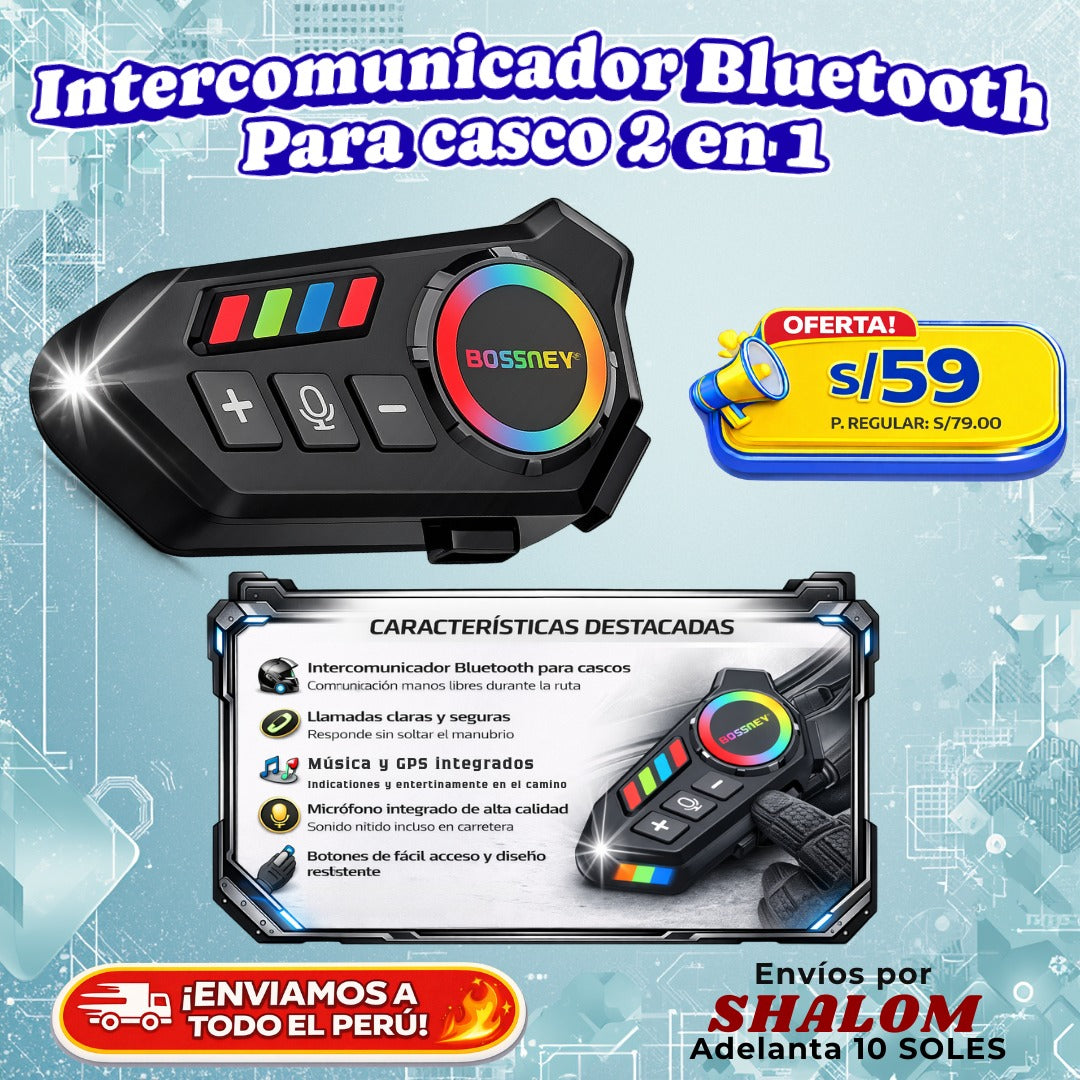 Intercomunicador Bluetooth para Casco 2 en 1