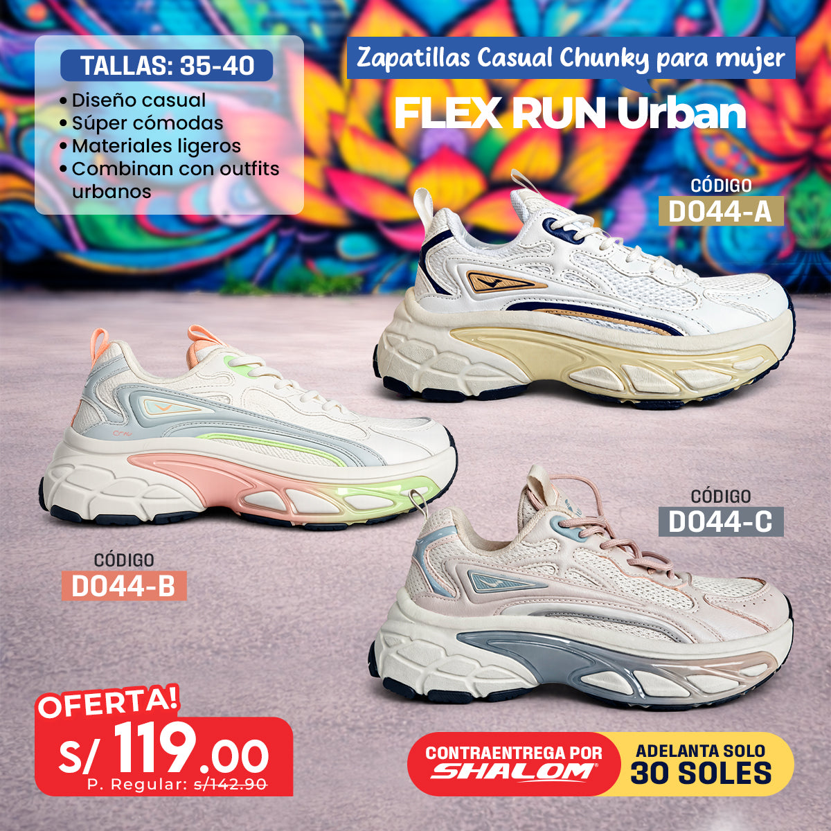 Zapatillas Casual para Mujer Chunky Flex Run Urban – DO44