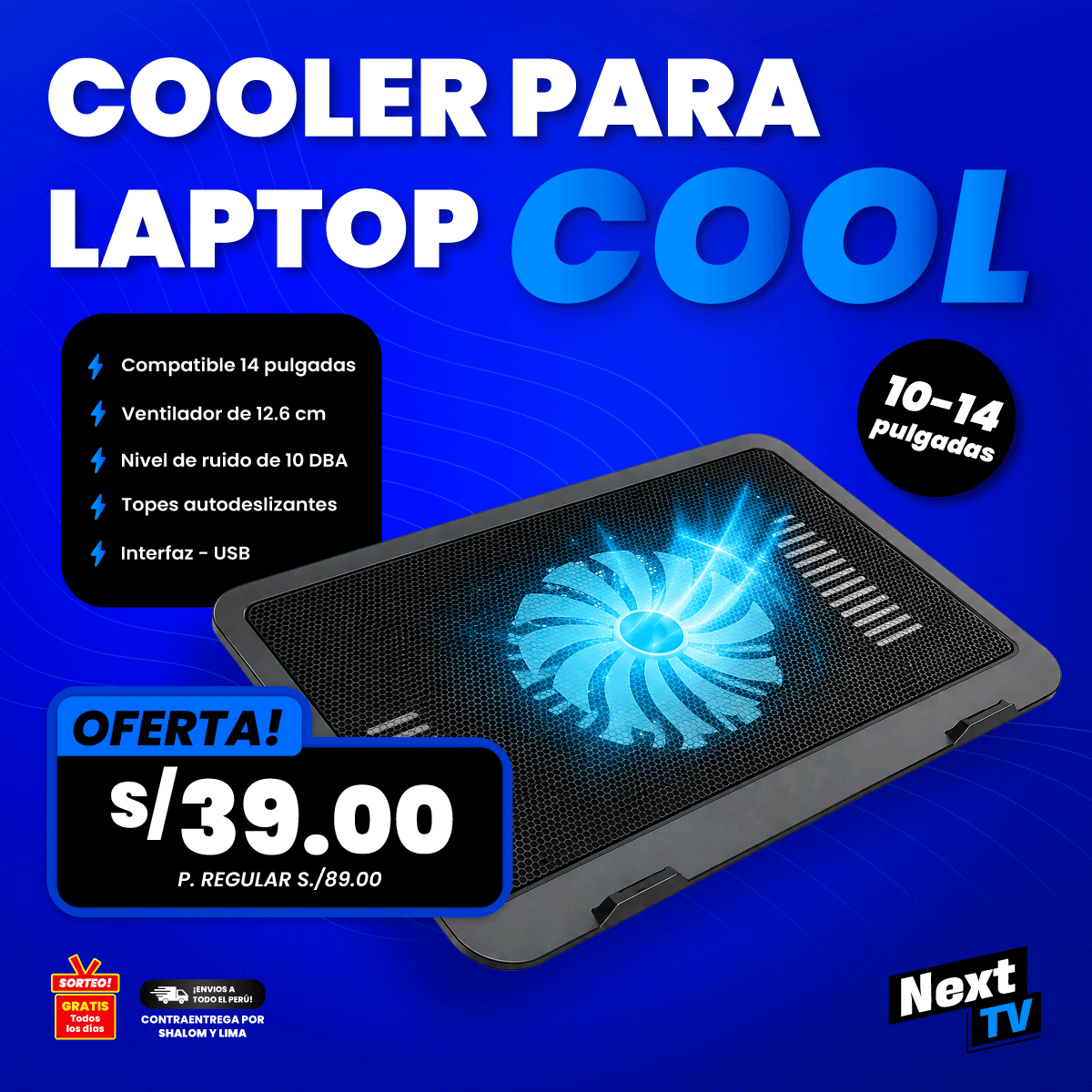 COOLER PARA LAPTOP - COOL 10" - 14"