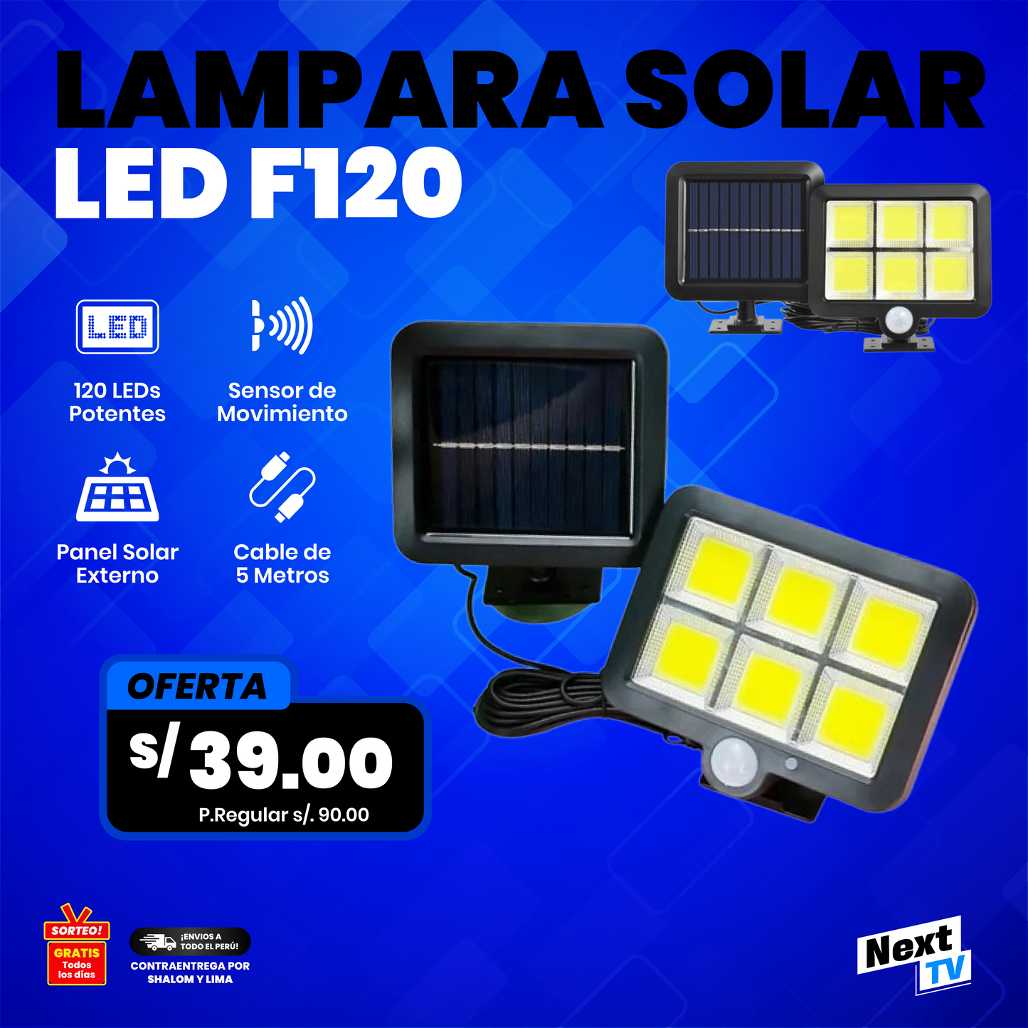 LÁMPARA SOLAR LED F120