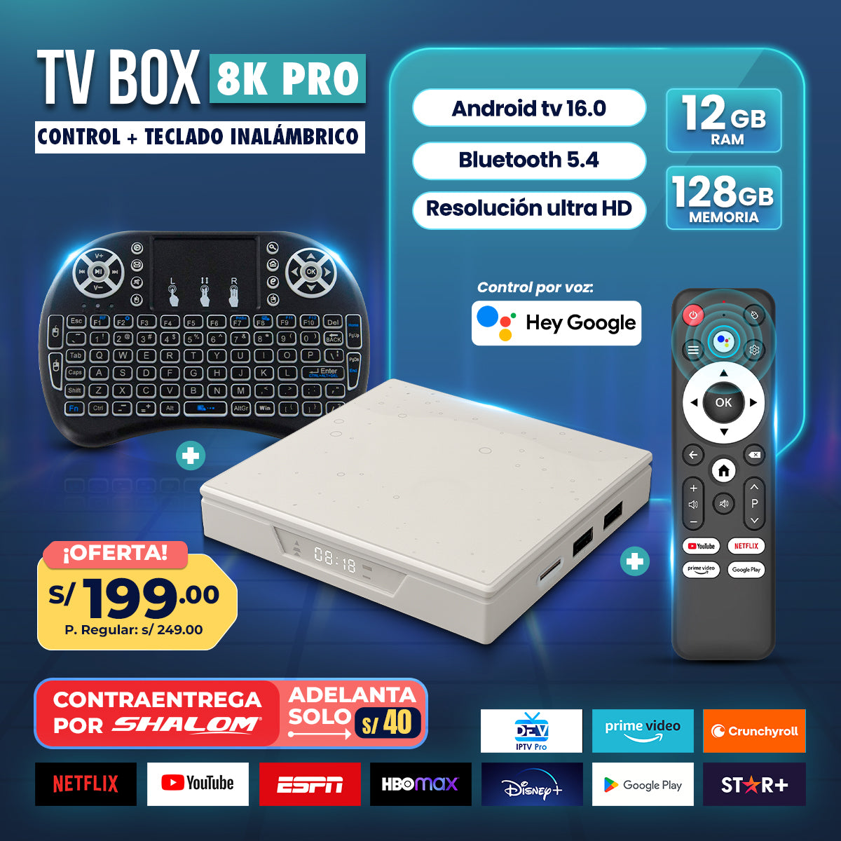 TV BOX 8K PRO – Con Control + Teclado Inalámbrico