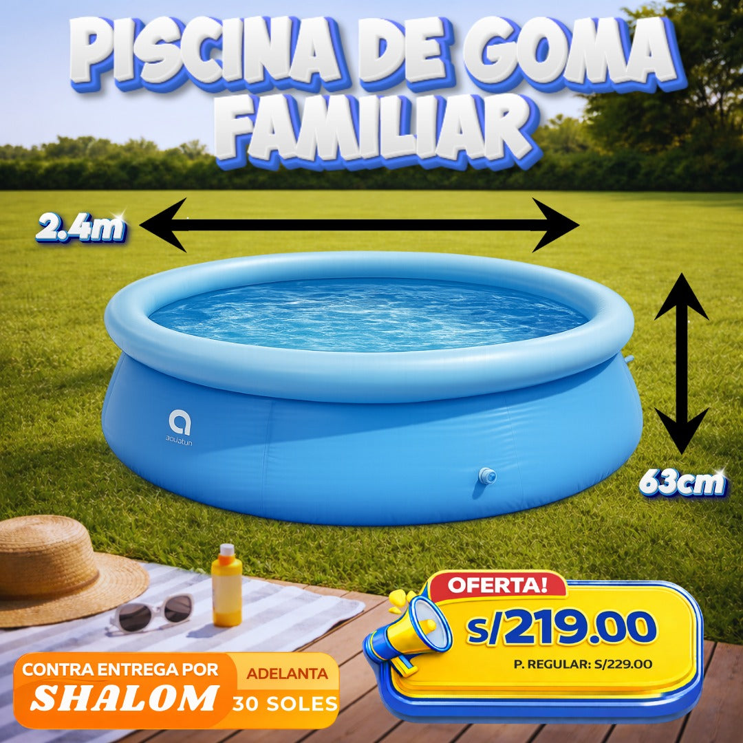 Piscina de Goma Familiar 2.4 m × 63 cm – Diversión Gigante en tu Patio