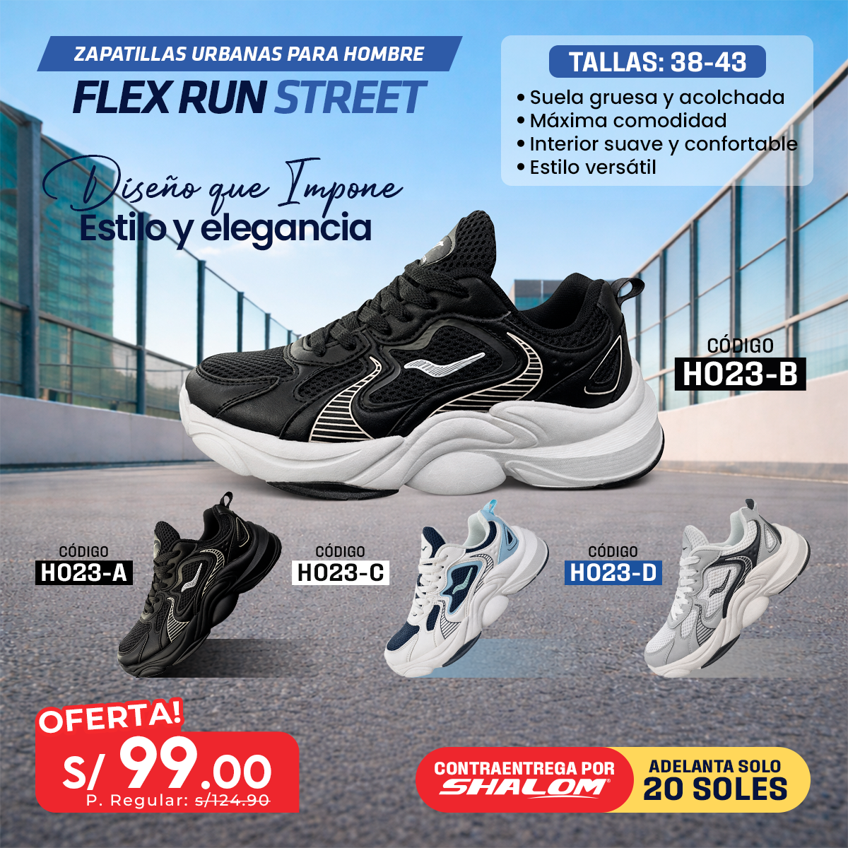 Zapatillas Urbanas para Hombre Flex Run Street - H023