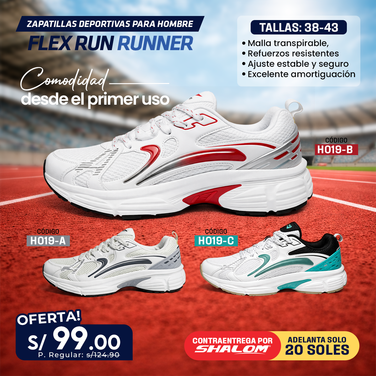 Zapatillas Deportivas para Hombre Flex Run Runner - H019