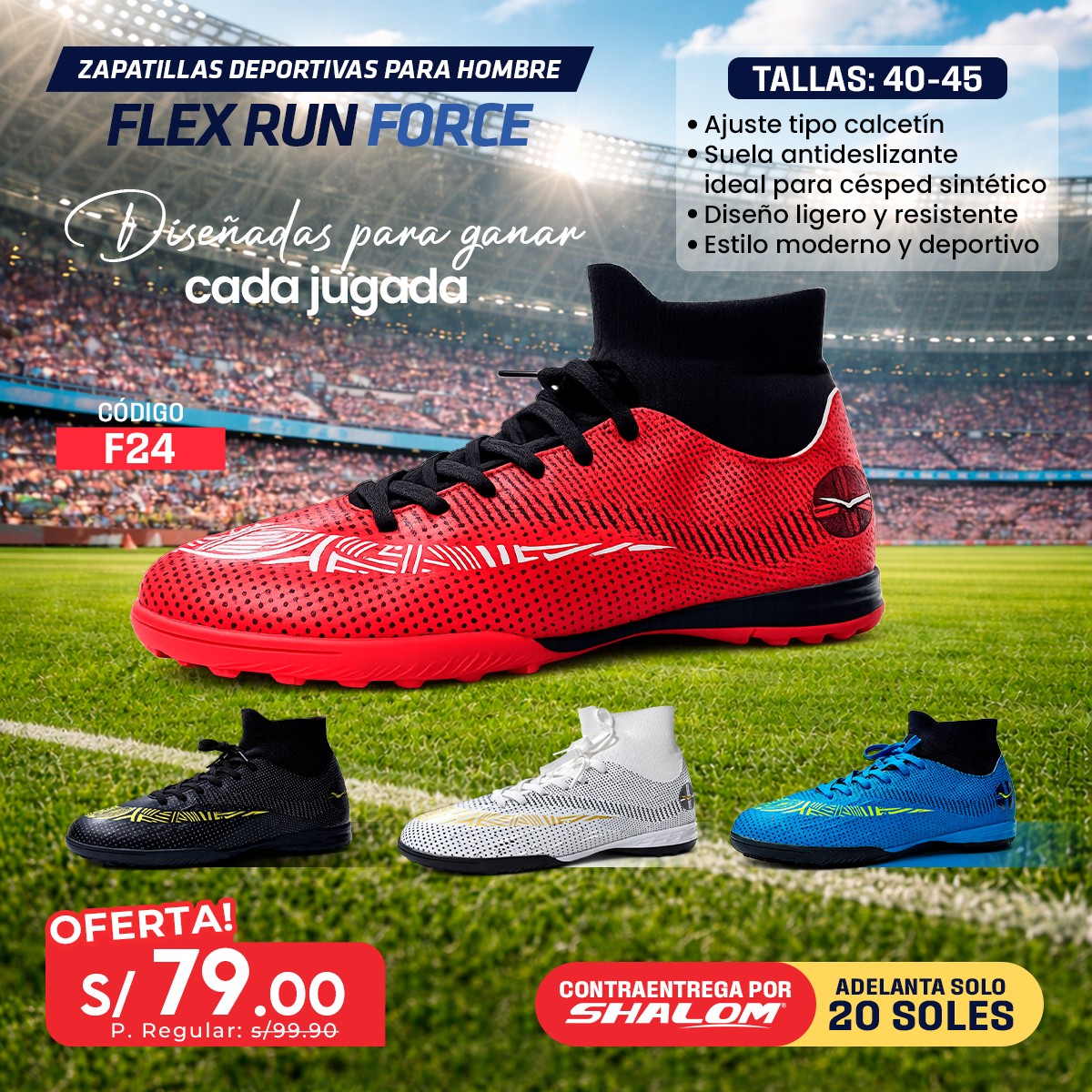 Zapatillas Deportivas para Hombre Flex Run Force - F24