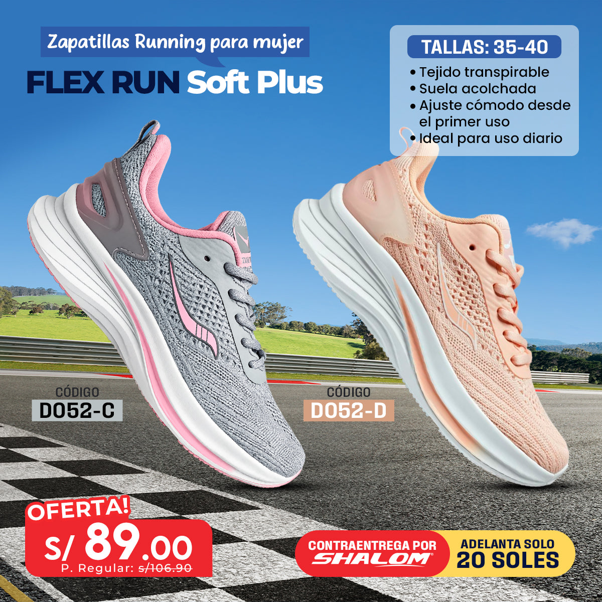 Zapatillas Running para Mujer&nbsp;Flex Run Soft Plus – DO52