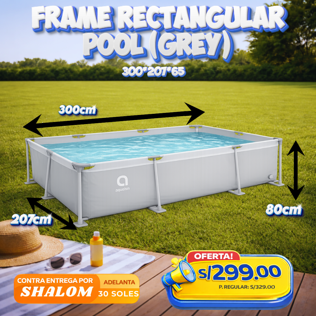 Piscina Estructural Rectangular (Gris) 300 × 207 × 80 cm