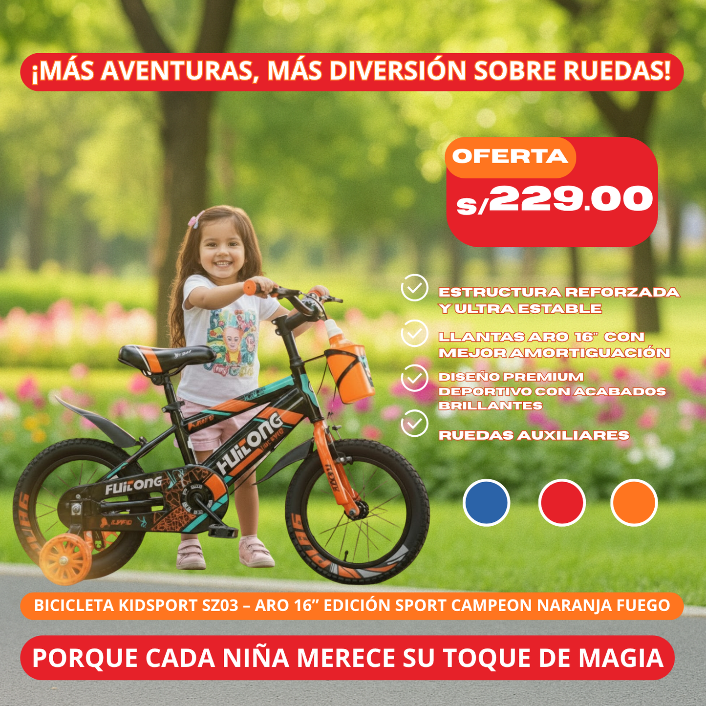 Bicicleta KidSport SZ03 – Aro 16” Edición Sport Campeon