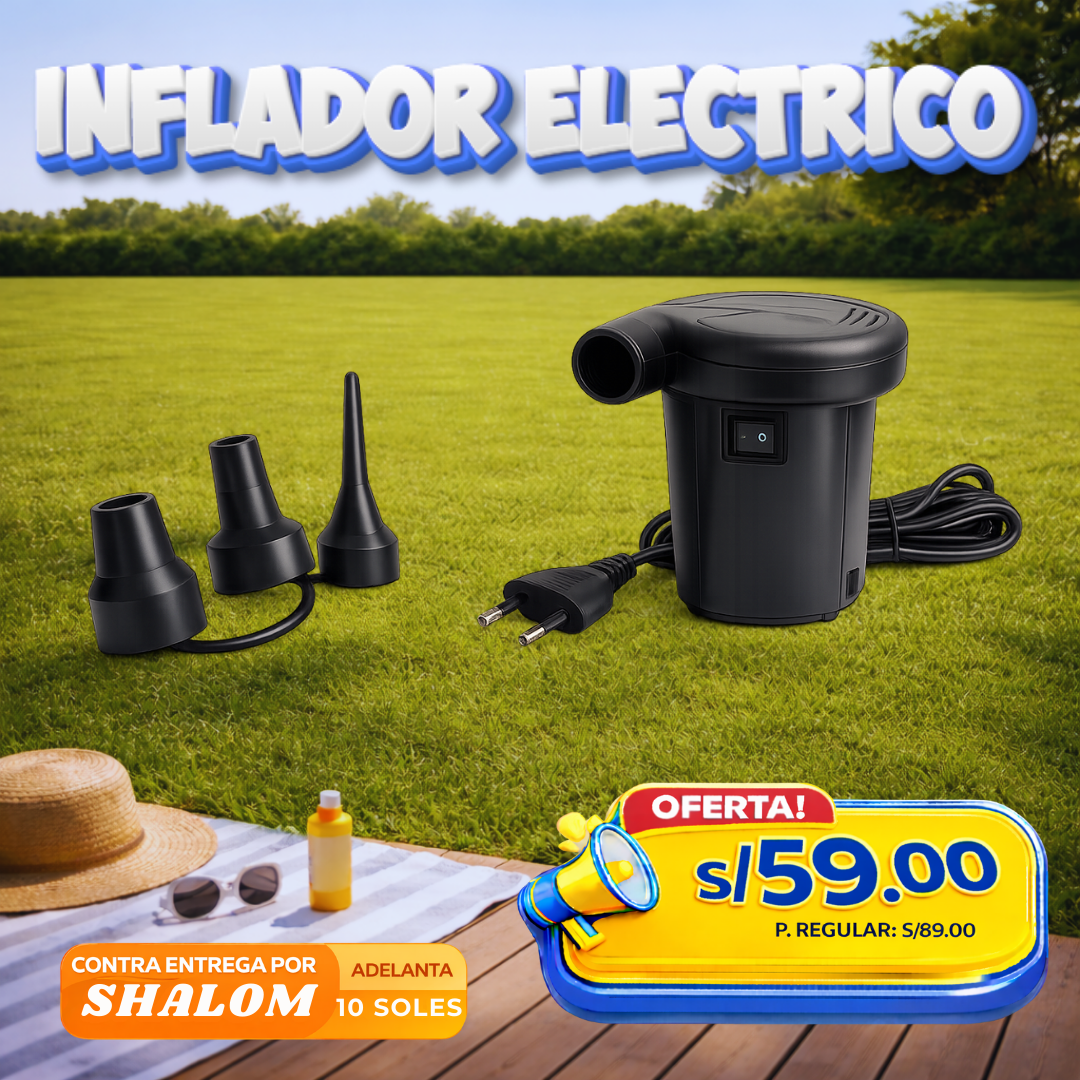 Inflador Eléctrico Potente con 3 Boquillas – Infla en segundos sin esfuerzo