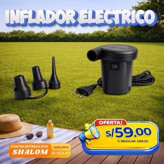Inflador Eléctrico Potente con 3 Boquillas – Infla en segundos sin esfuerzo