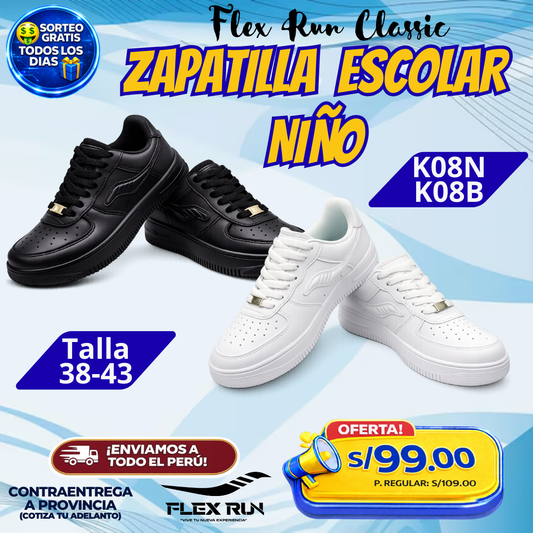 Zapatillas Escolares para Niño Flex Run Classic - K08B | K08N