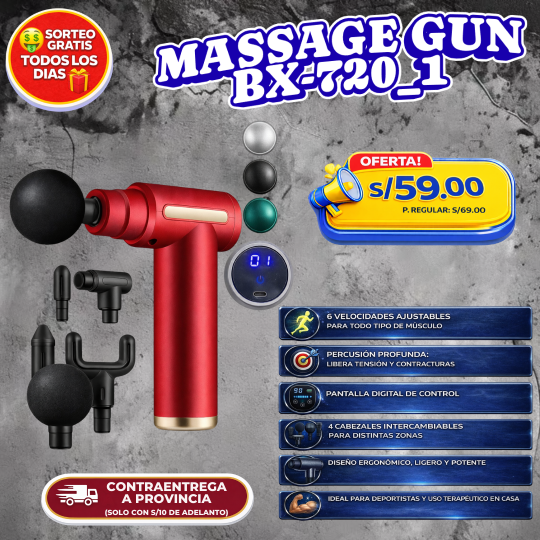 Massage Gun BX-720 – Recuperación muscular profesional en casa