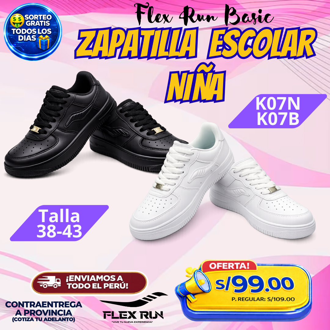 Zapatillas Escolares para Niña Flex Run Basic - K07B | K07N