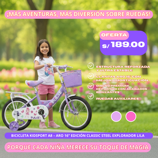 Bicicleta KidSport A8 – Aro 16” Edición Classic Steel Explorador