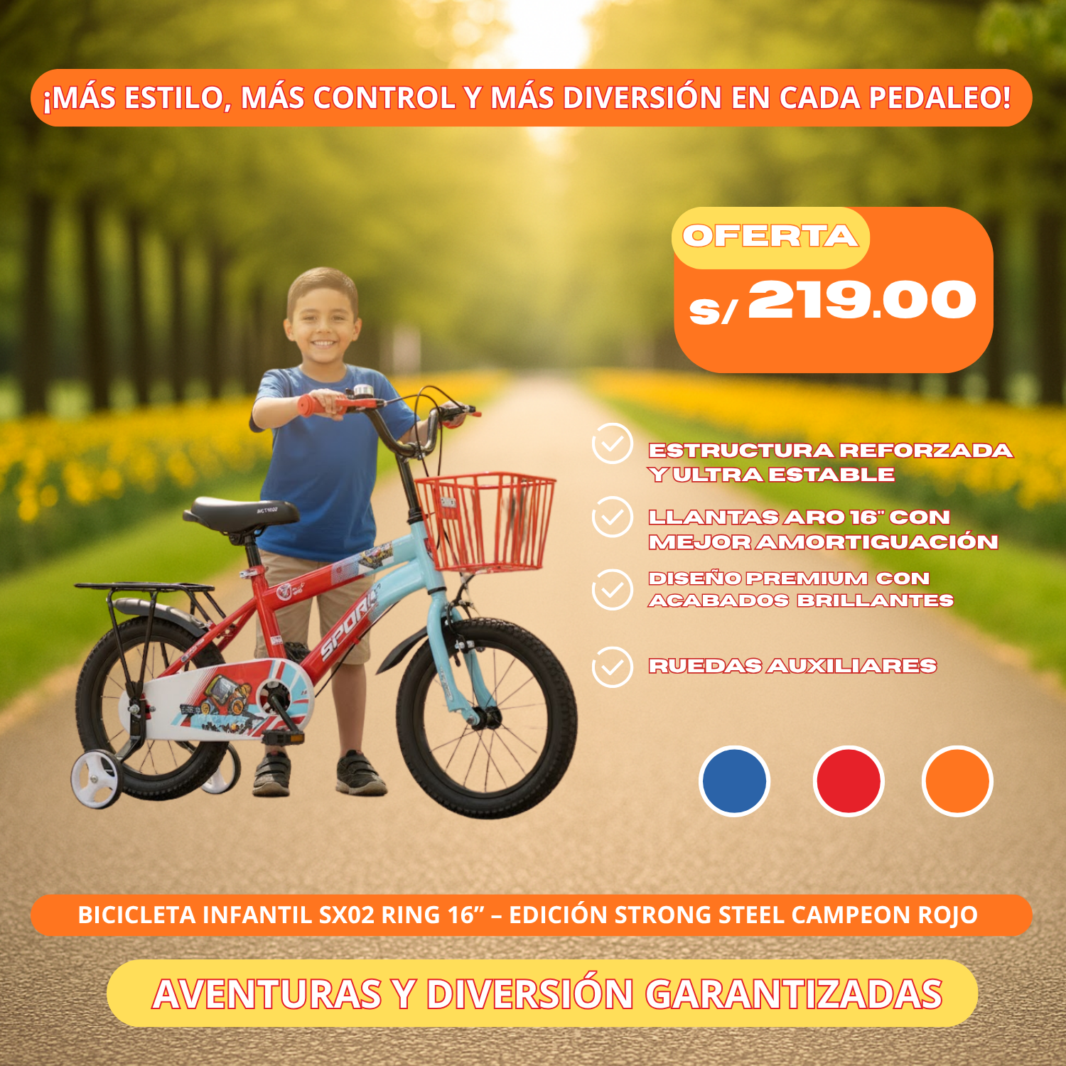 Bicicleta Infantil SX02 RING 16” – Edición Strong Steel Campeon