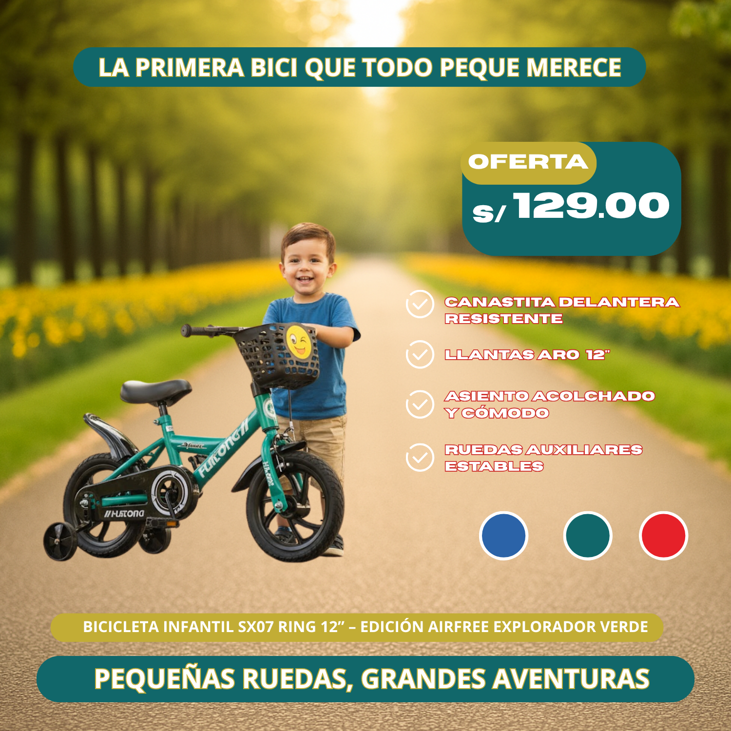 Bicicleta Infantil SX07 RING 12” – Edición AirFree Explorador