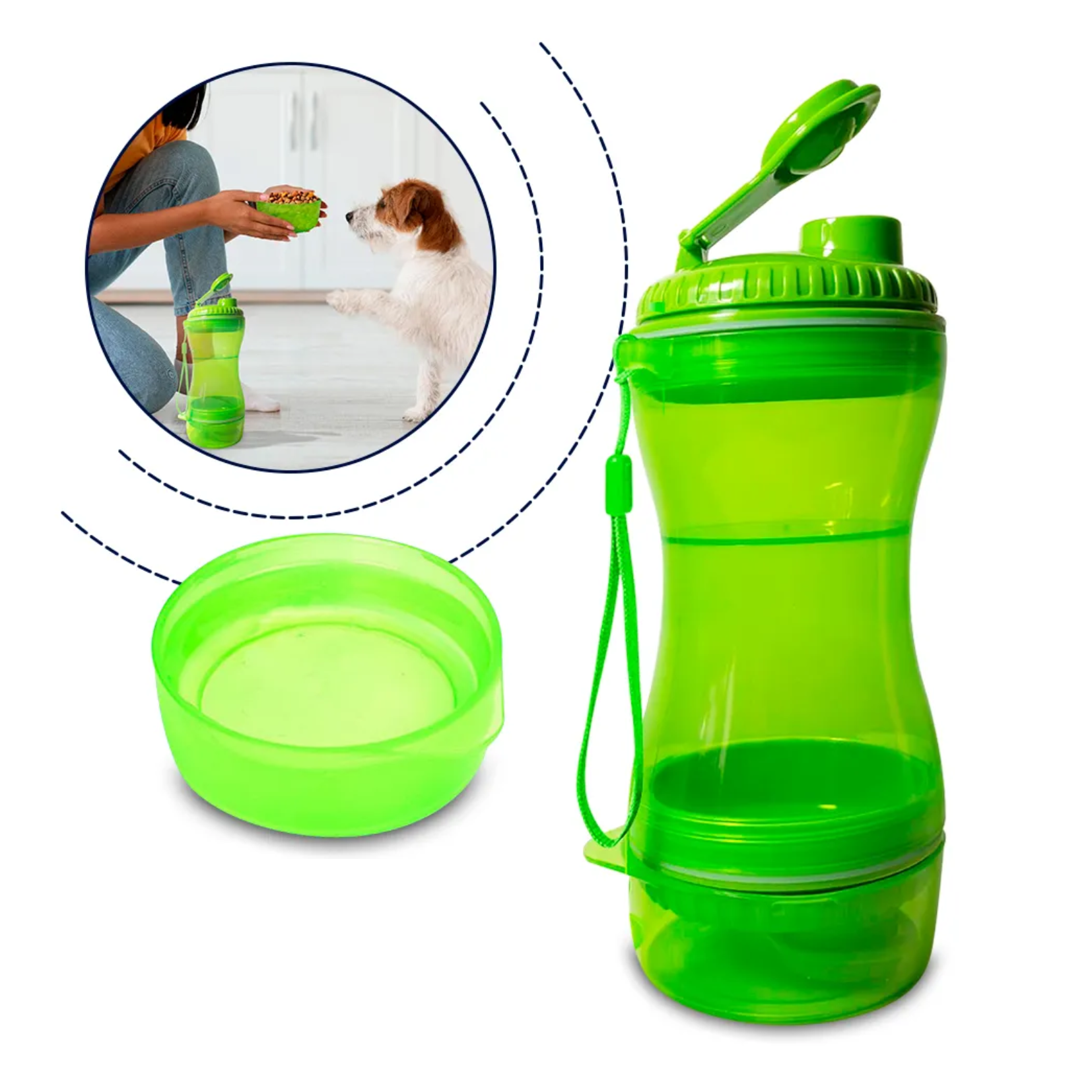 Botella 2 en 1 para Perros – Agua y Comida en un Solo Recipiente Color Aleatorio