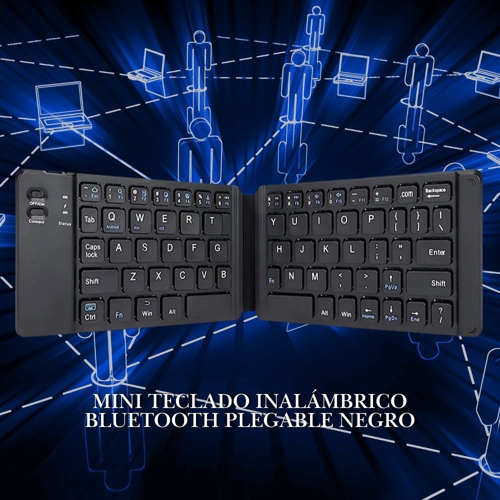 Mini Teclado Inalambrico Bluetooth Plegable Negro