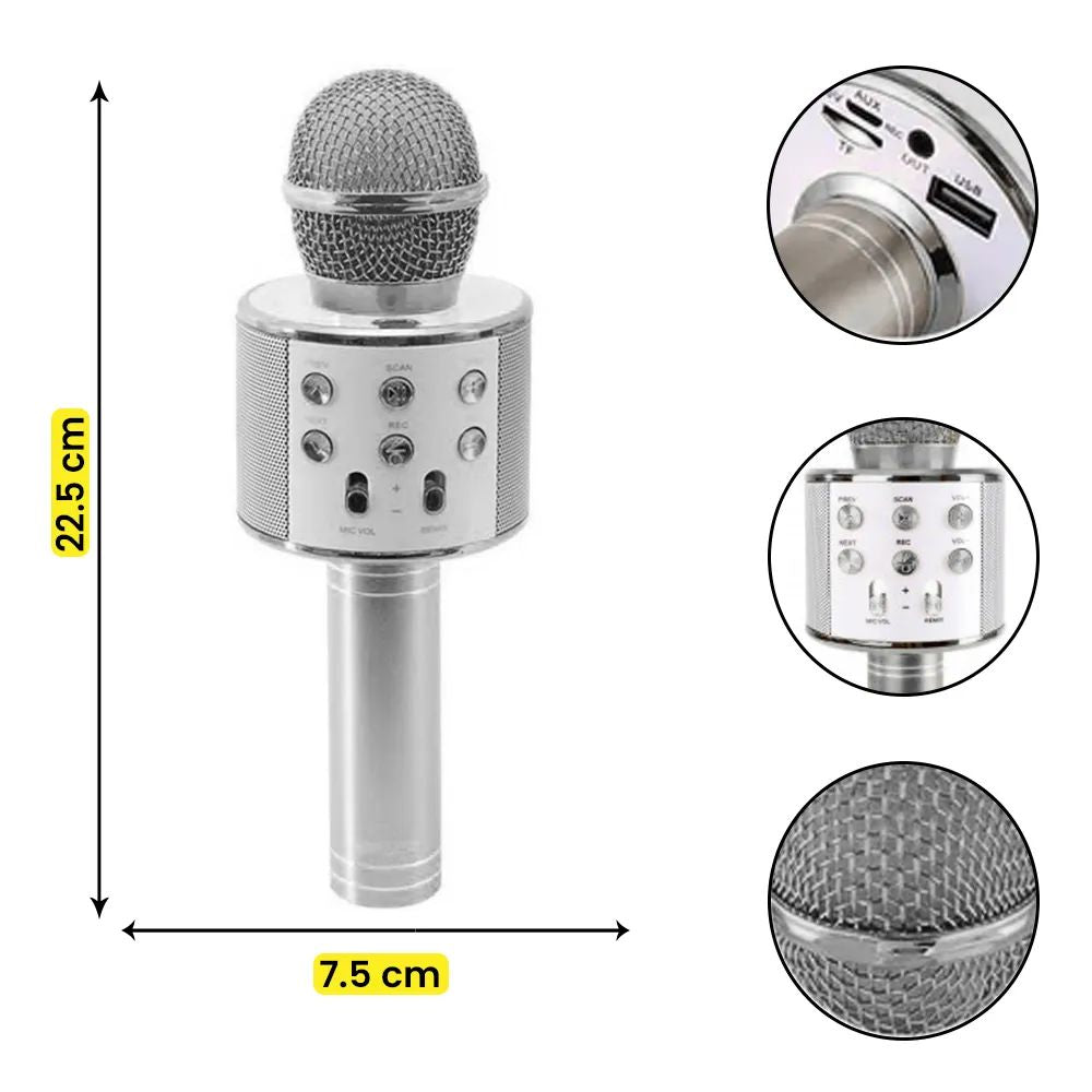 MICROFONO BLUETOOTH INALAMBRICO WS862 PLATEADO