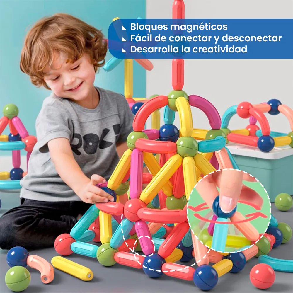 Juego Didáctico Educativo Bloques Construcción Magnético 3+ Años  25 Pzs
