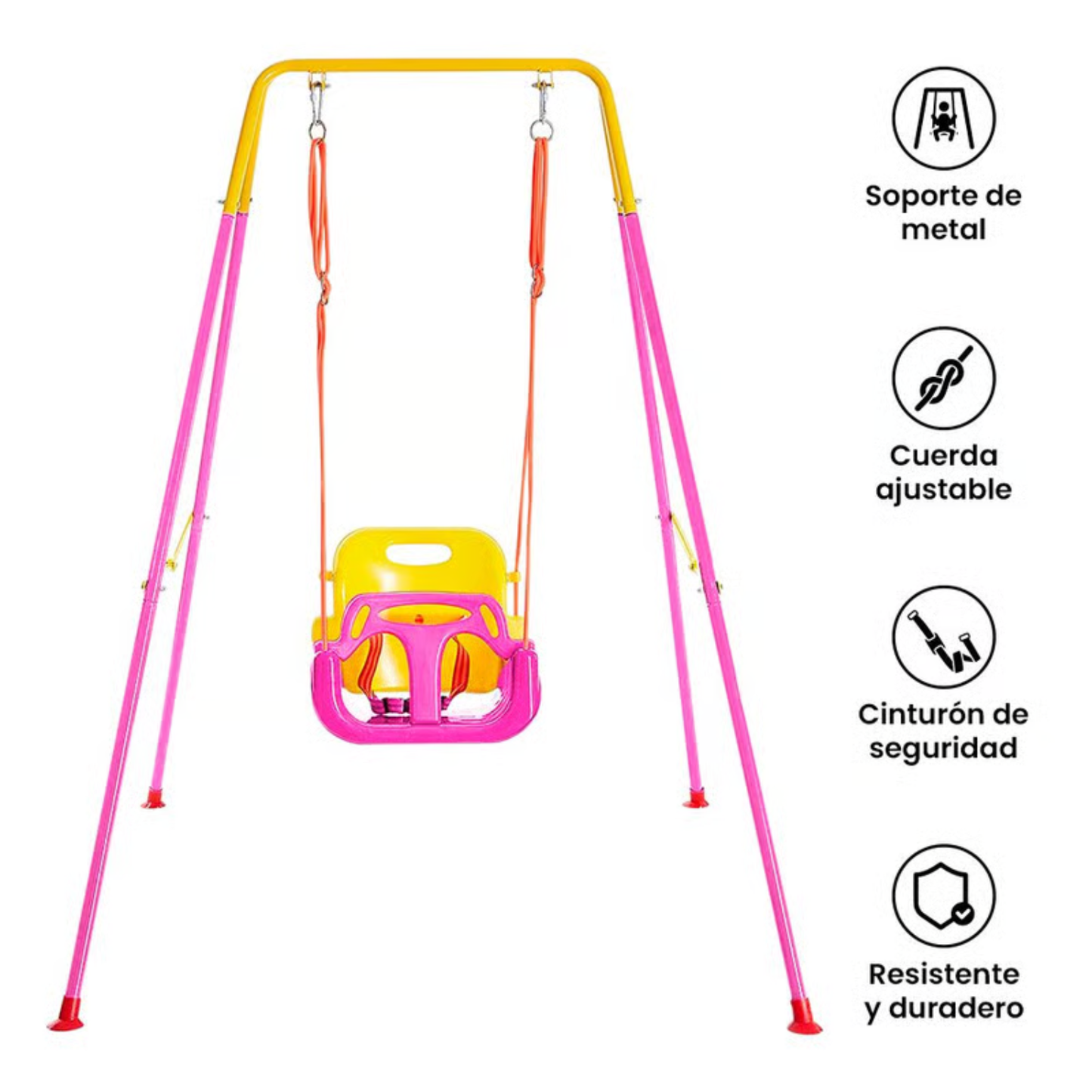 Columpio Infantil con Soporte – Color Azul y Rojo