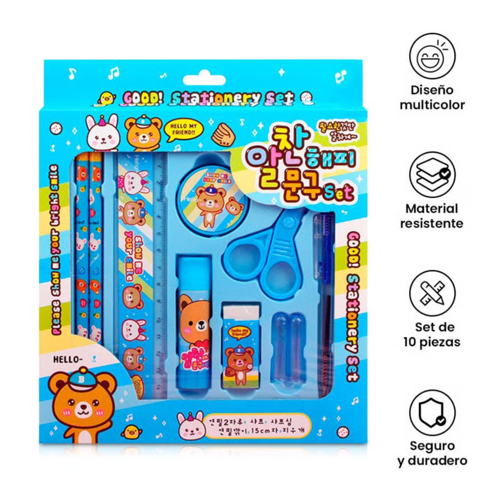 Set de Útiles para Niños y Niñas – 8 Piezas con Diseños Divertidos