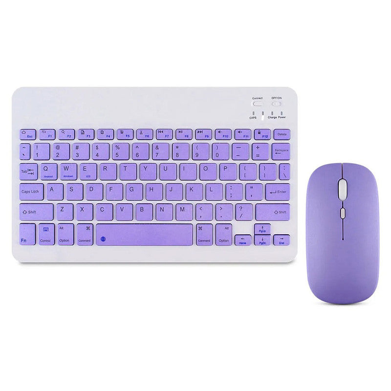 Kit Teclado + Mouse Inalámbrico Bluetooth Morado