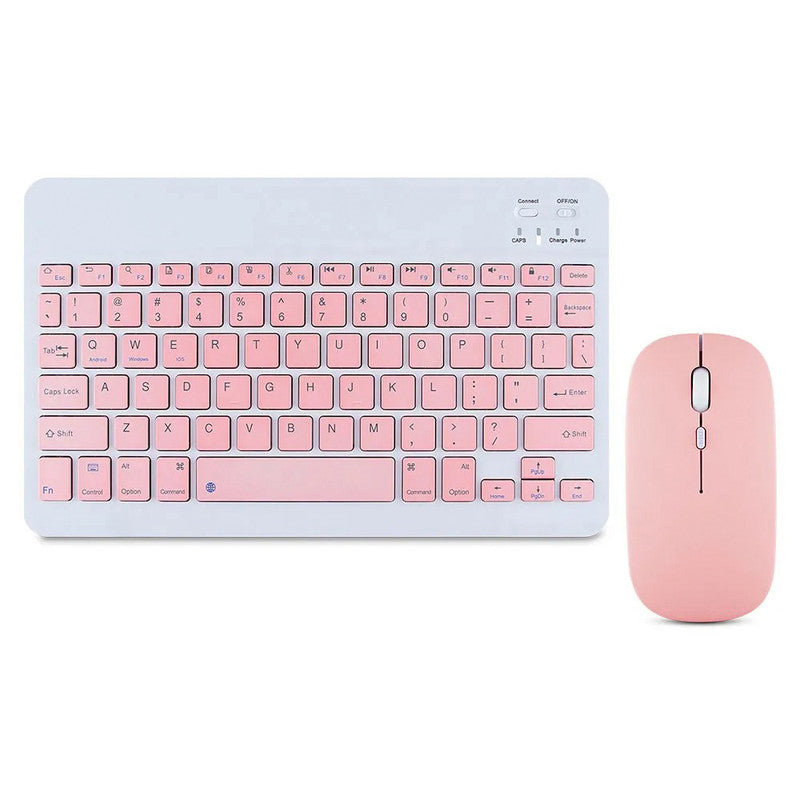 Kit Teclado + Mouse Inalámbrico Bluetooth Rosado