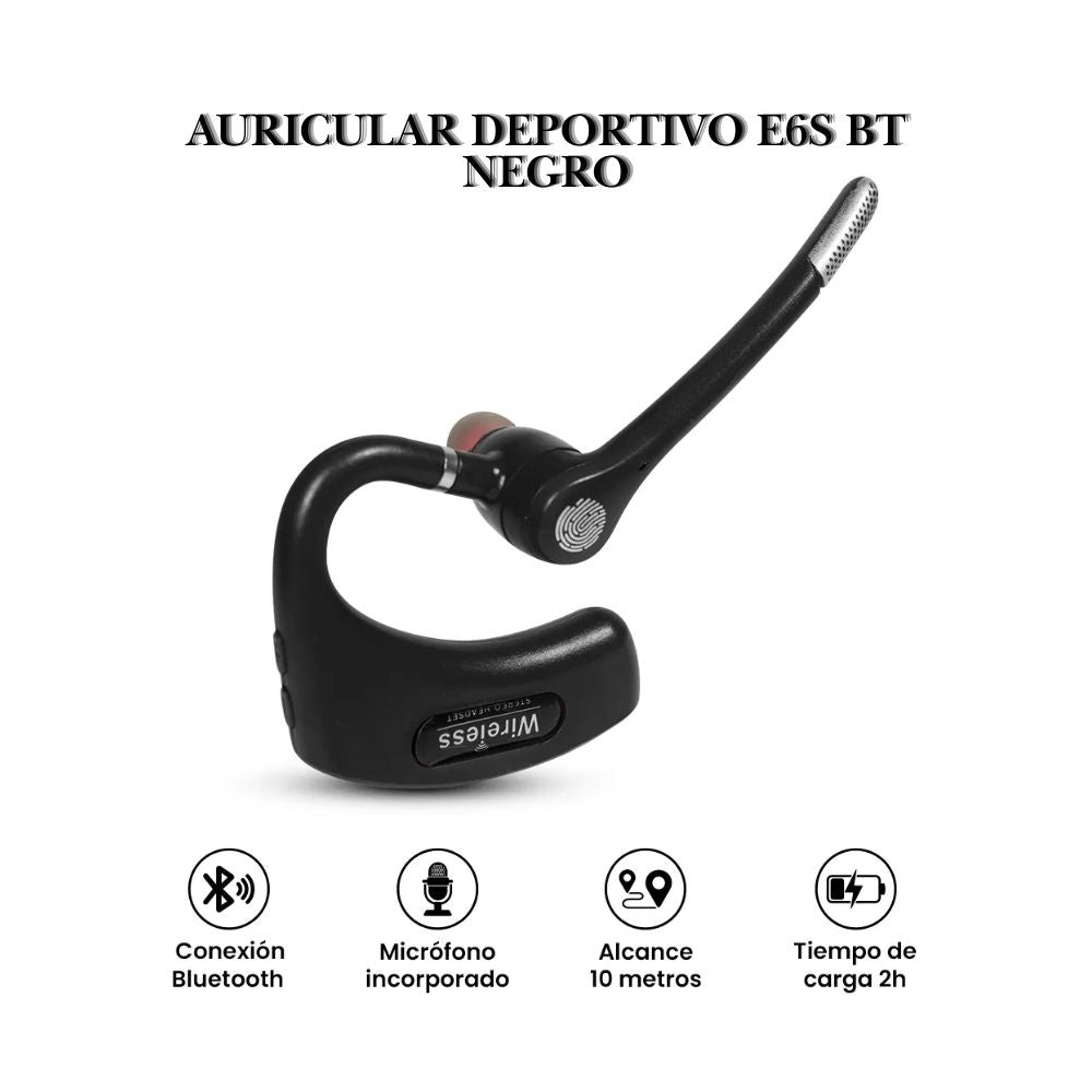 Auricular Deportivo E6S BT Negro