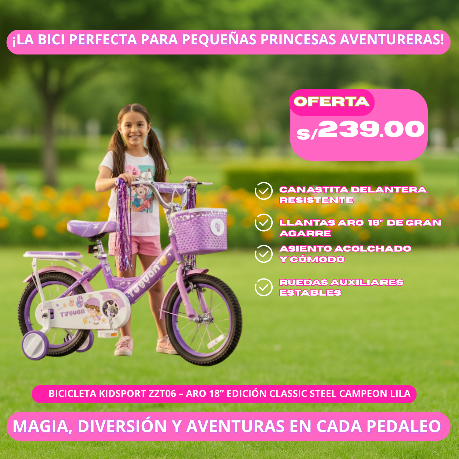 Bicicleta KidSport ZZT06 – Aro 18” Edición Classic Steel Campeon