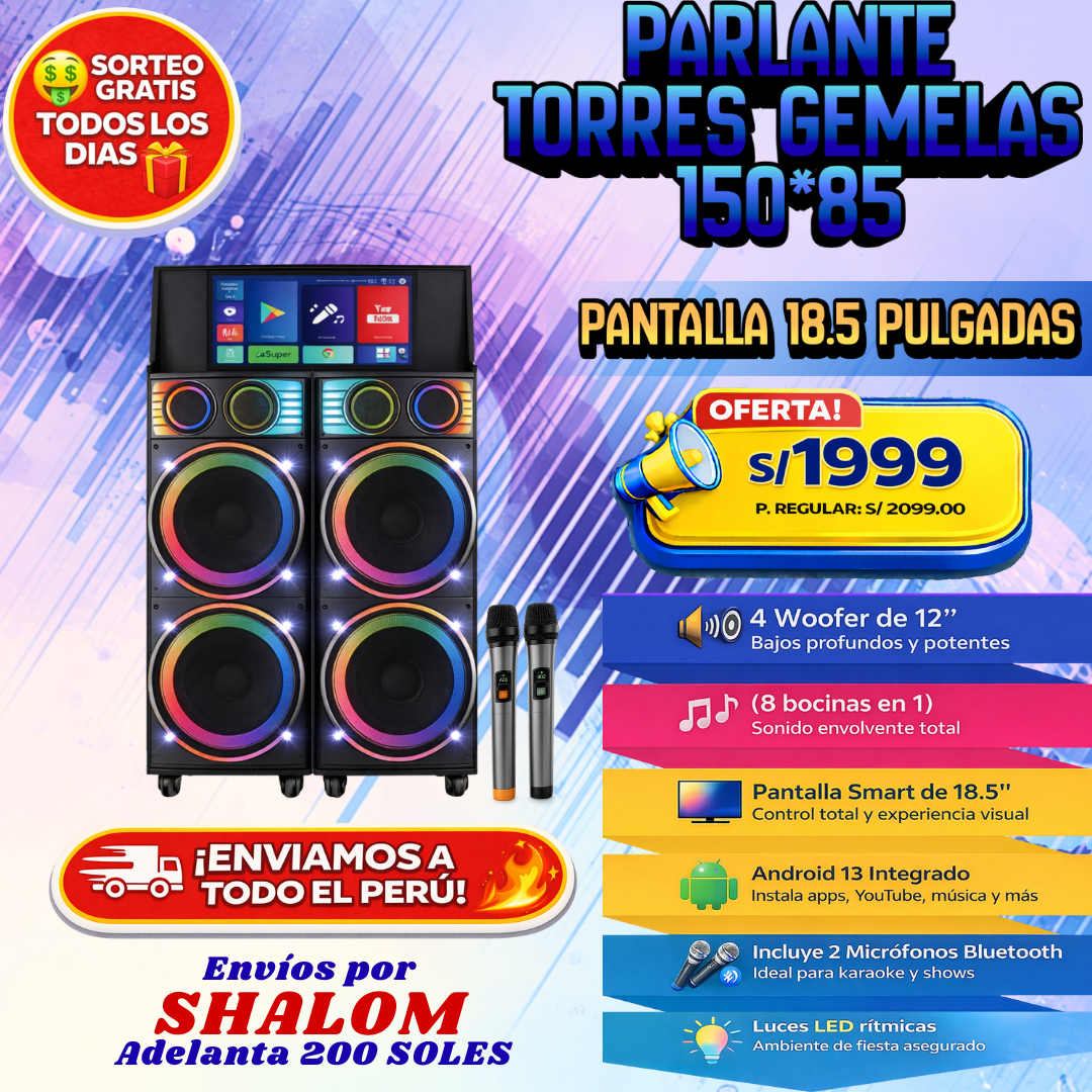 Parlante Torres Gemelas 150×85 – Pantalla 18.5”