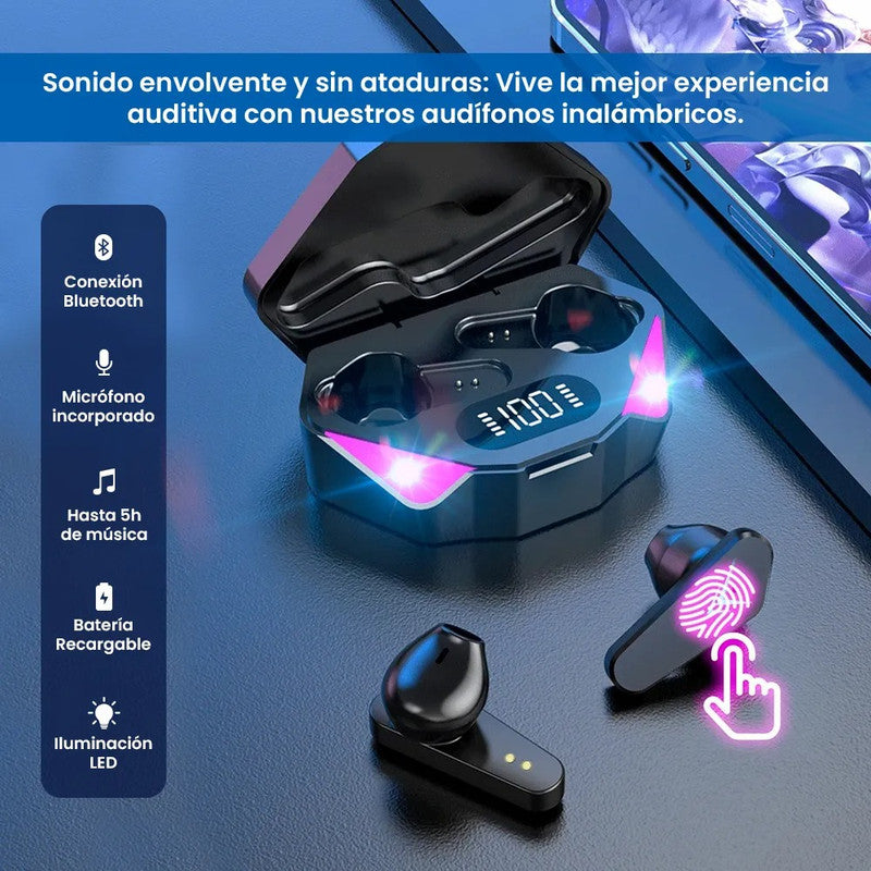 Audífonos Gamer X15 Bluetooth RGB Control Táctil