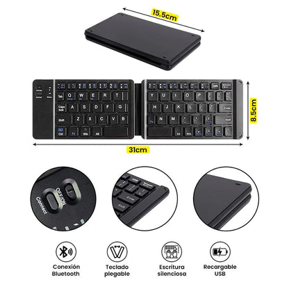 Mini Teclado Inalambrico Bluetooth Plegable Negro