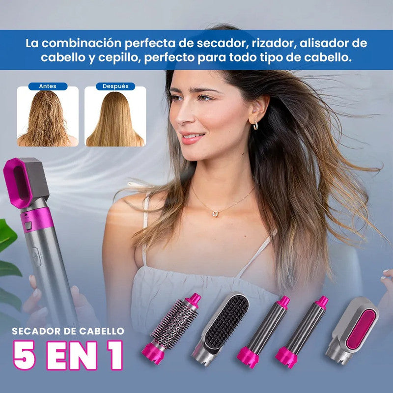 Peine Cepillo Secador 5 en 1 Alisador Rizador Multifuncional