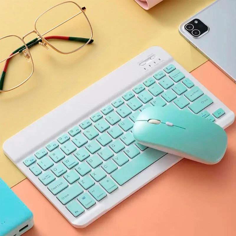 Kit Teclado + Mouse Inalámbrico Bluetooth Verde