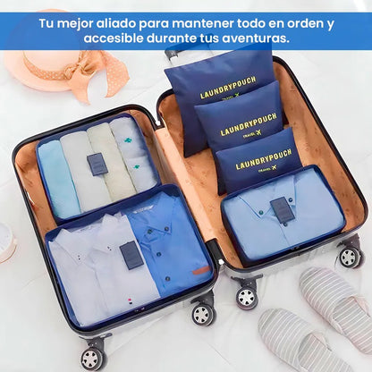 Bolsa organizadora de viaje 6 en 1 para maleta ropa y maquillaje Gris