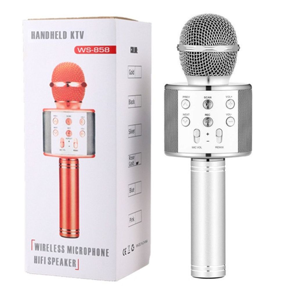 MICROFONO BLUETOOTH INALAMBRICO WS862 PLATEADO