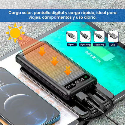 Cargador Portátil Solar 15000mAh / 4EN1 15W CARGA RÁPIDA