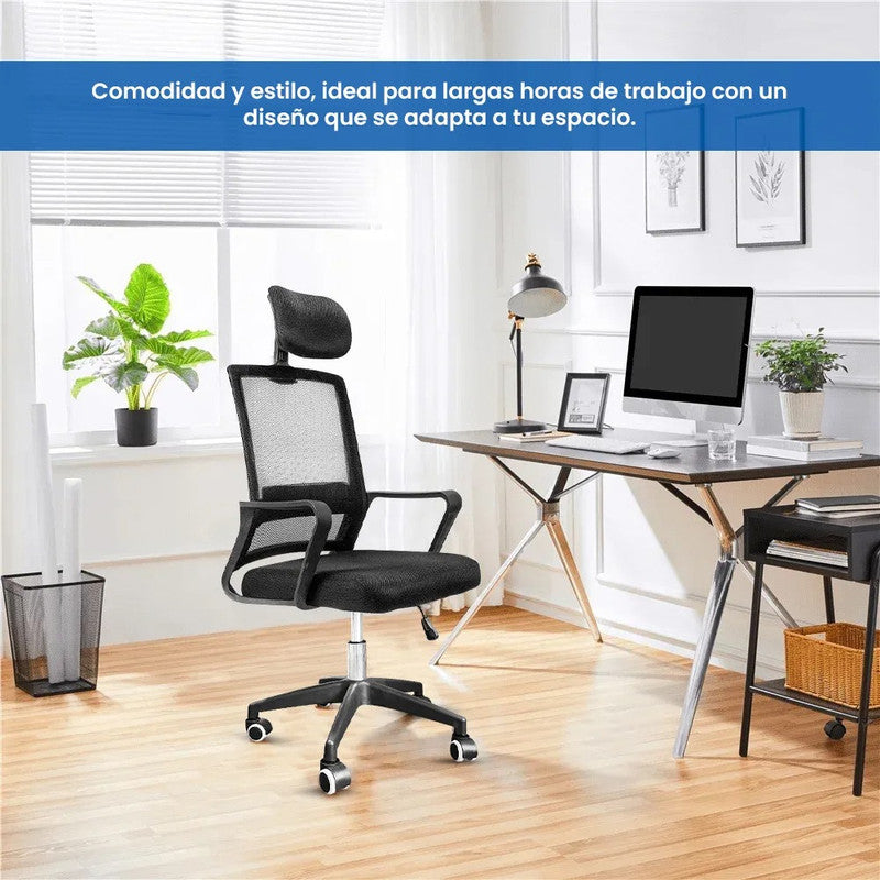 Silla de Oficina Giratoria con Reposa Cuello