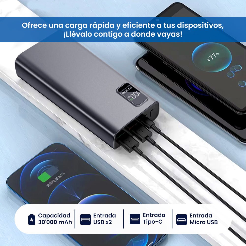 Cargador Portátil LEON L2 – 30,000 mAh | 30W Carga Rápida